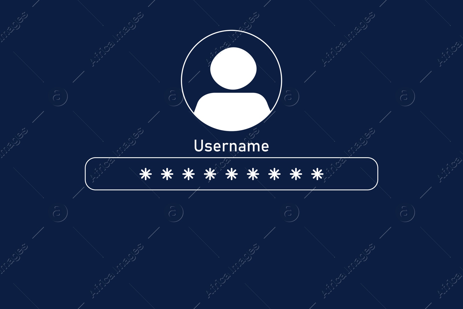 Illustration of Blocked screen of gadget with line for password, illustration. Cyber security
