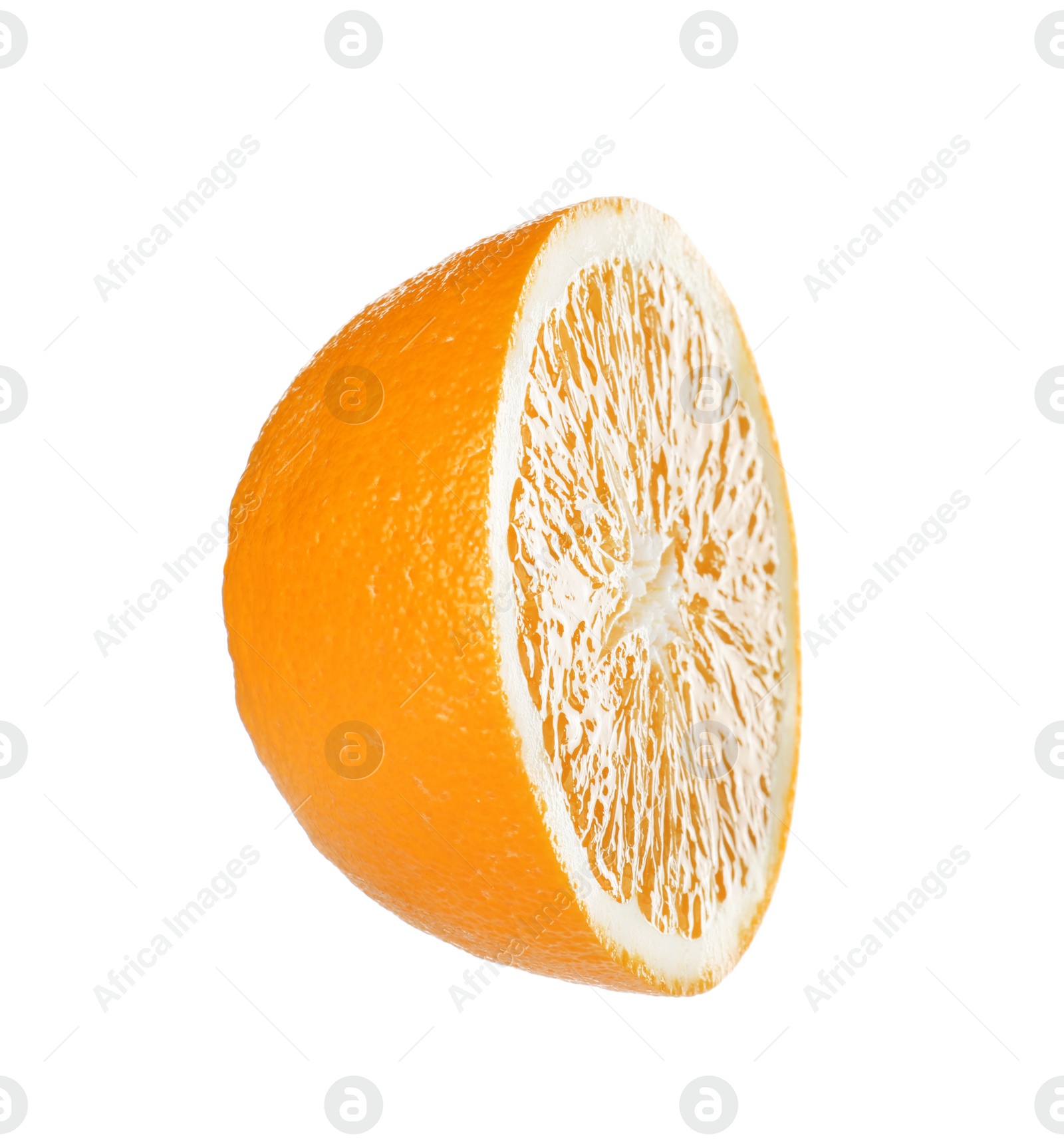 Photo of Half of ripe orange isolated on white