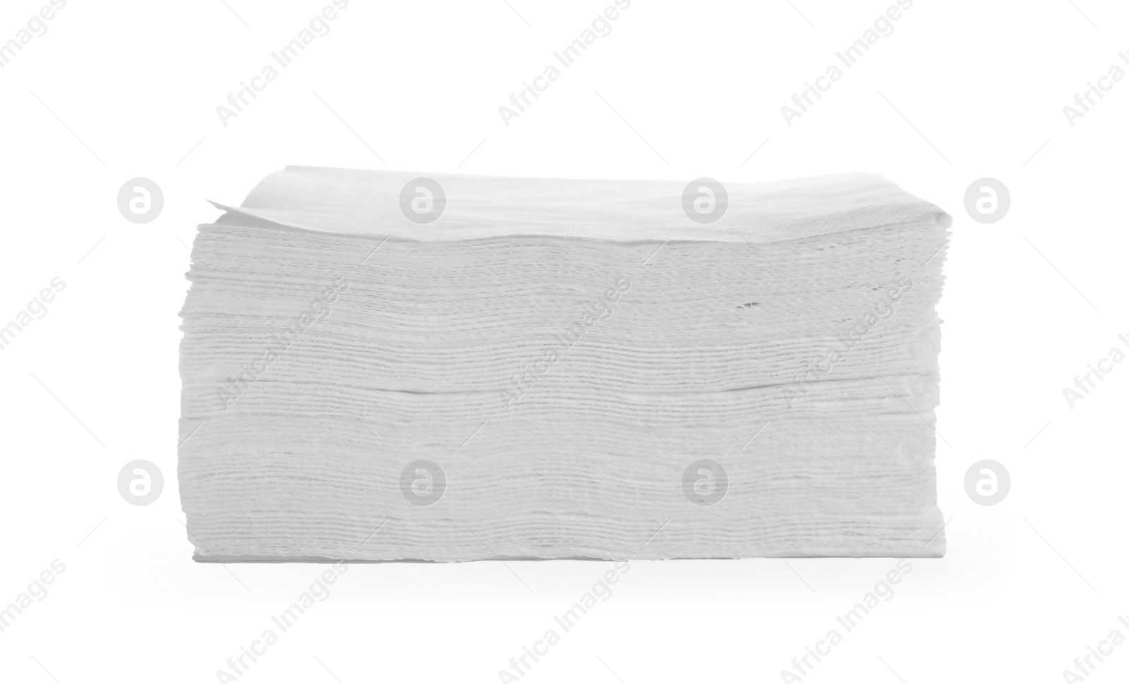 Photo of Stack of clean paper napkins on white background