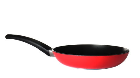 Modern clean frying pan isolated on white