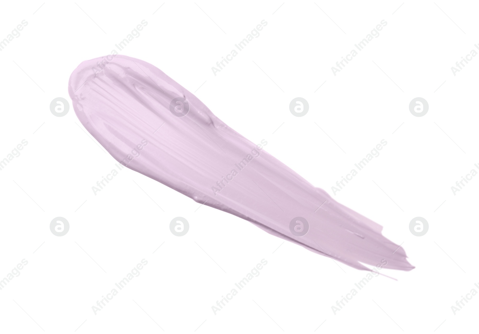 Photo of Stroke of purple color correcting concealer isolated on white, top view