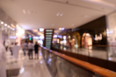 Photo of DUBAI, UNITED ARAB EMIRATES - NOVEMBER 04, 2018: Interior of luxury shopping mall, blurred view