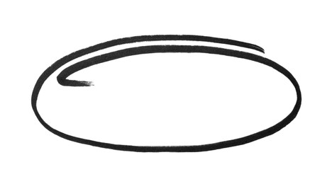 Photo of Ellipse drawn with black marker on white background, top view