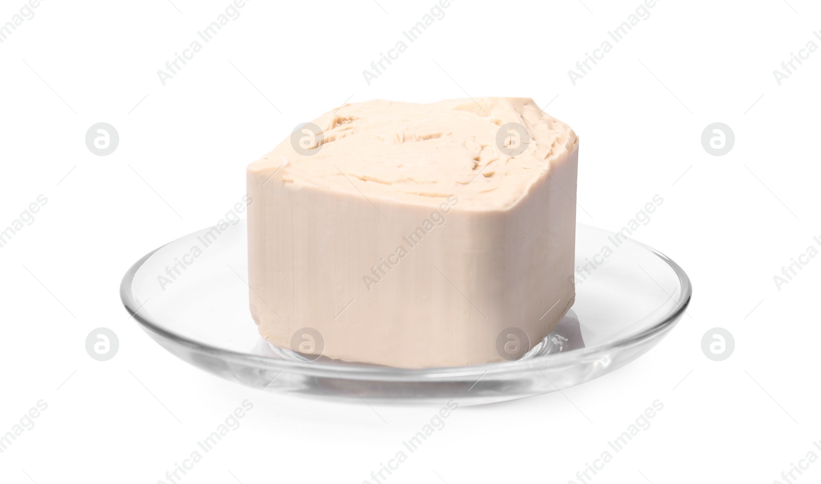 Photo of Piece of compressed yeast isolated on white