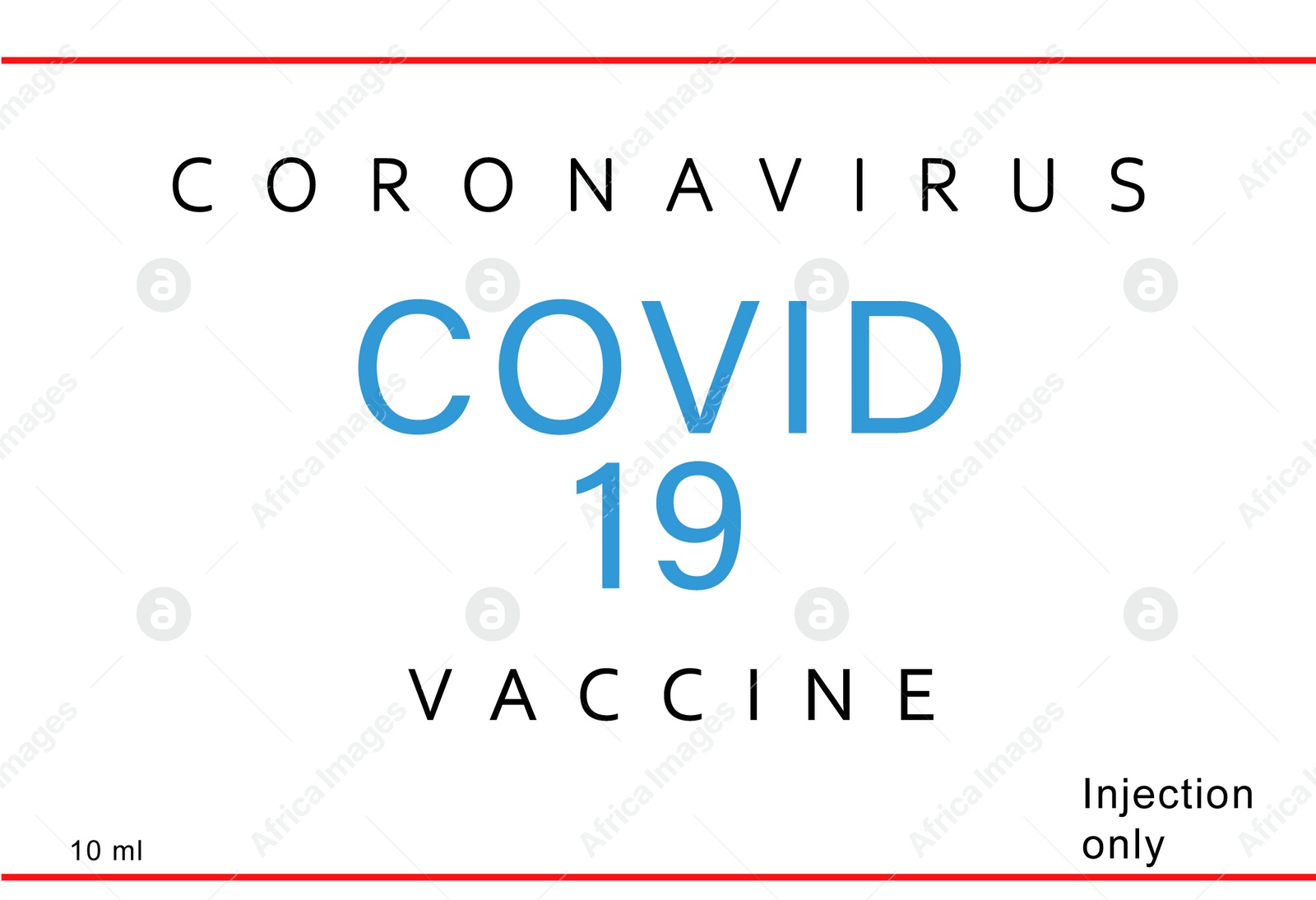 Illustration of Coronavirus vaccine label design on white background. Illustration