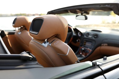 Photo of Closeup view of luxury convertible car interior