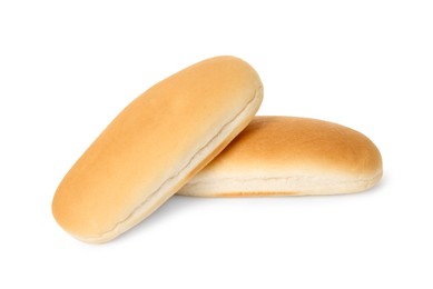 Photo of Two fresh hot dog buns isolated on white