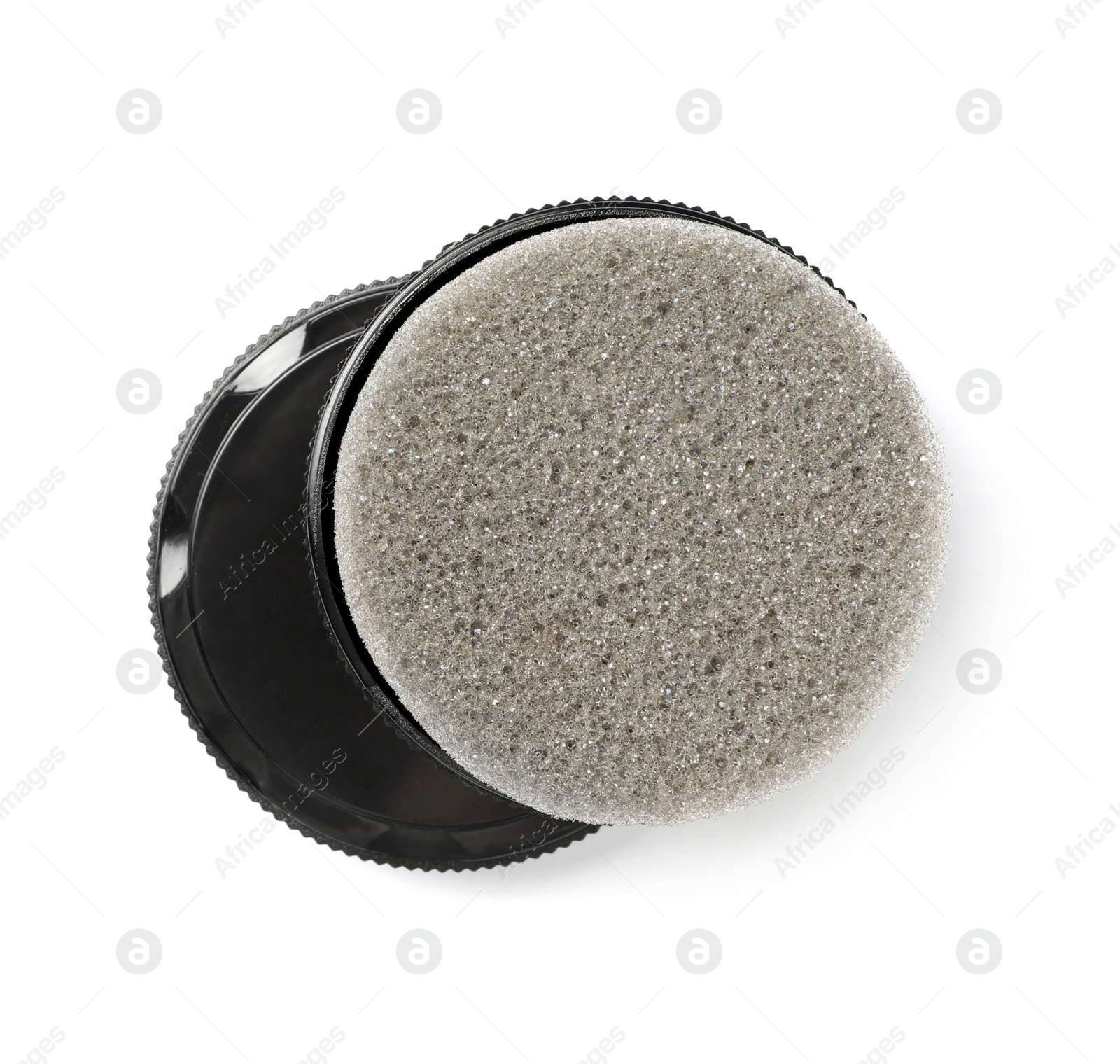 Photo of Shoe sponge isolated on white, top view. Footwear care item