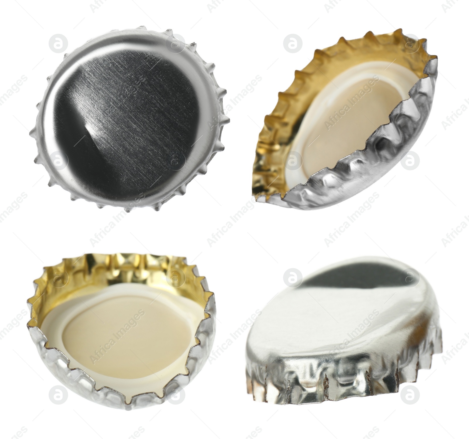 Image of Beer bottle caps isolated on white, set