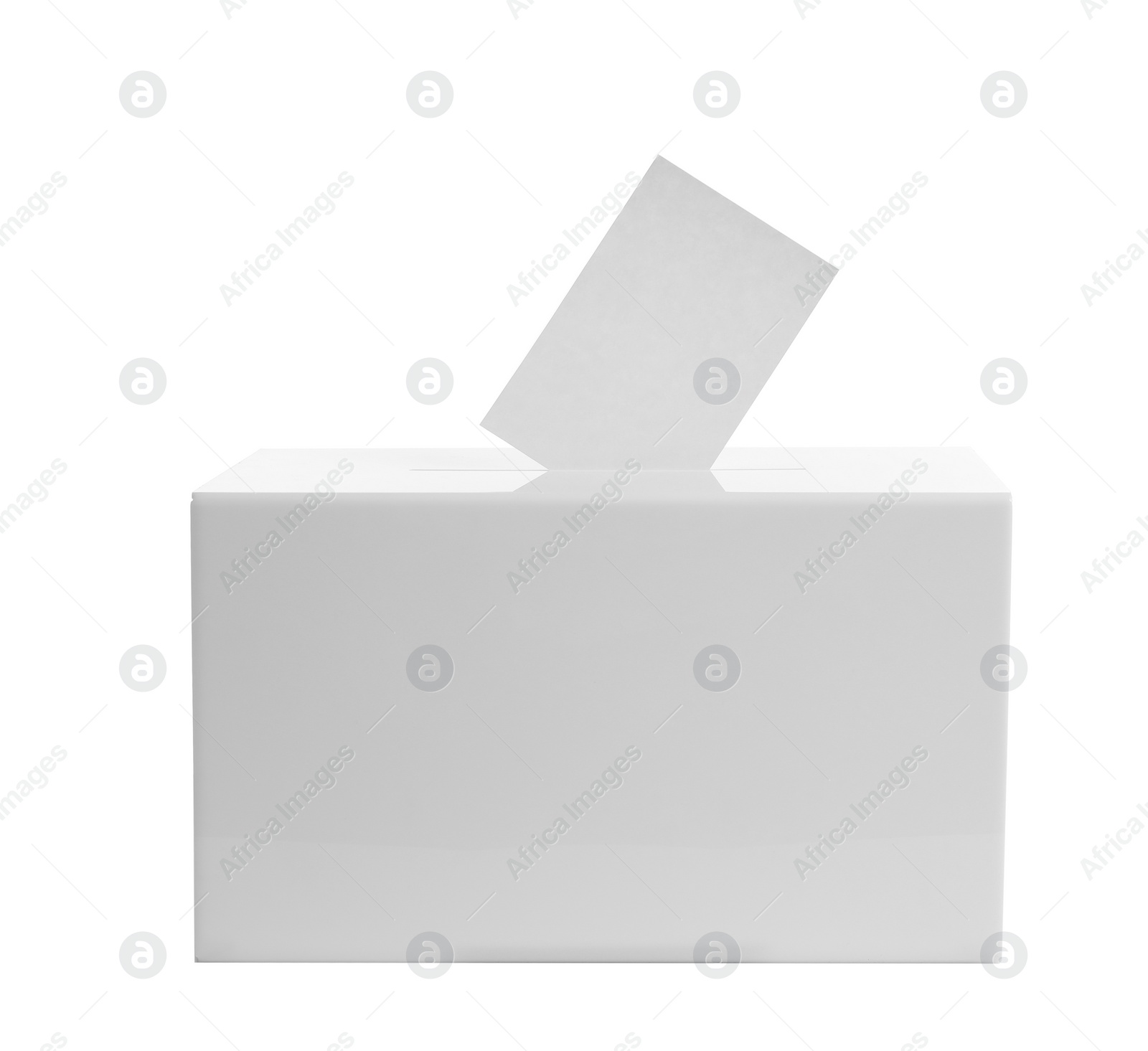 Photo of Ballot box with vote on white background. Election time