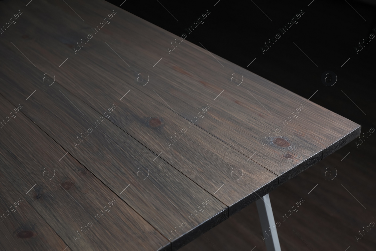 Photo of Modern empty wooden table indoors, closeup view