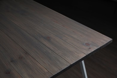 Photo of Modern empty wooden table indoors, closeup view