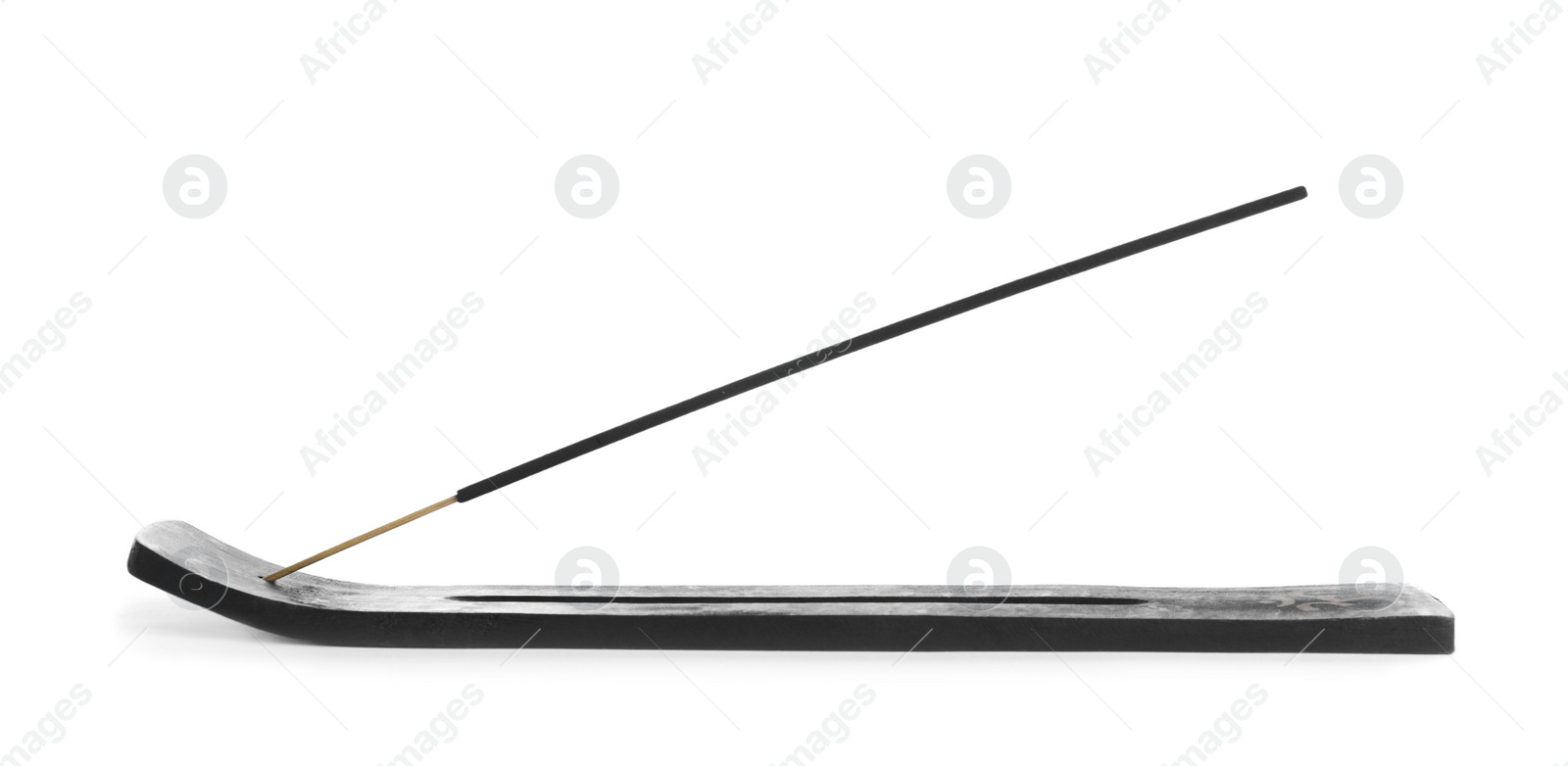 Photo of Incense stick in holder on white background