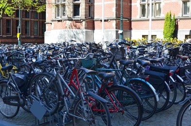 Parking with bicycles outdoors on sunny day