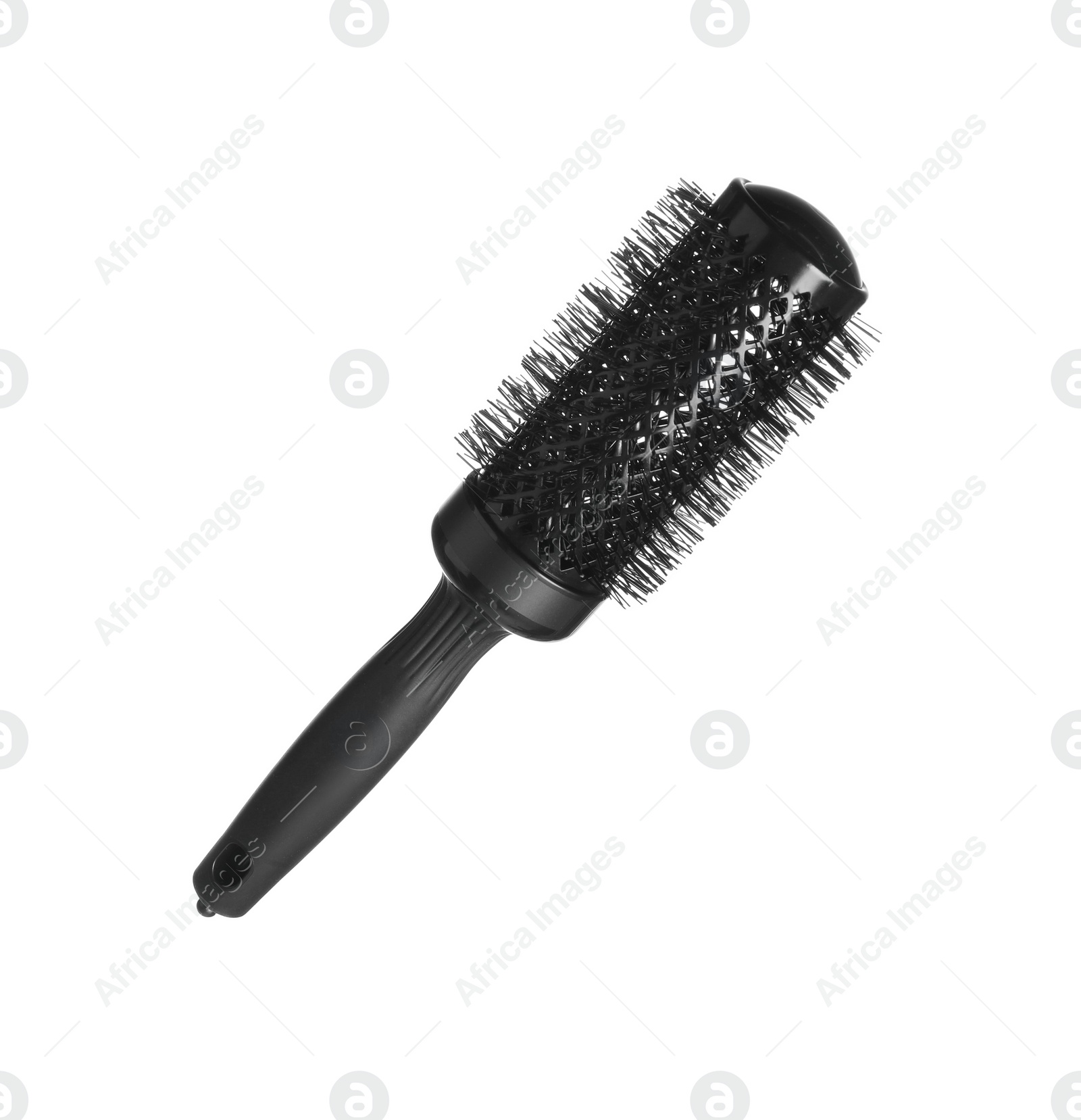 Photo of New stylish hair brush isolated on white