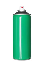 Photo of Green can of spray paint isolated on white