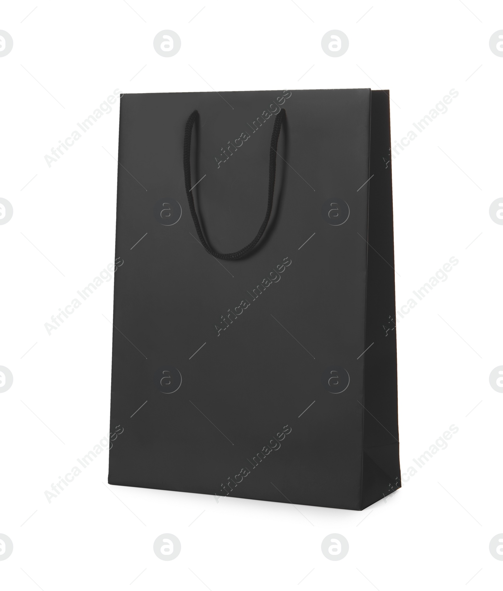 Photo of One black paper bag isolated on white