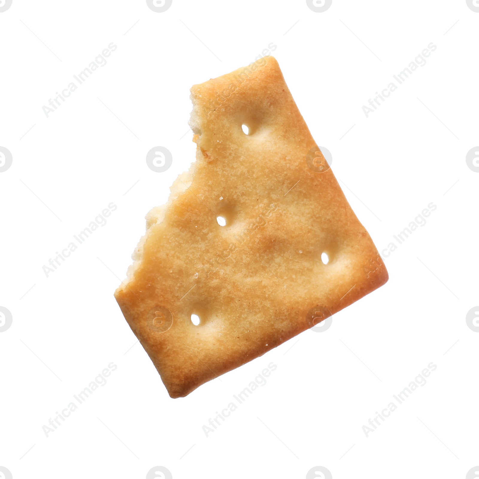 Photo of Piece of tasty cracker isolated on white