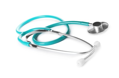 Photo of Stethoscope on white background. Medical object