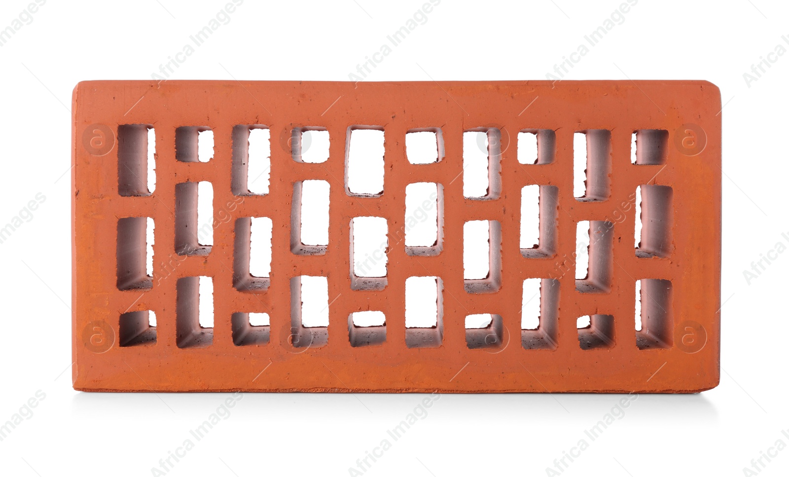 Photo of One red brick isolated on white. Building material