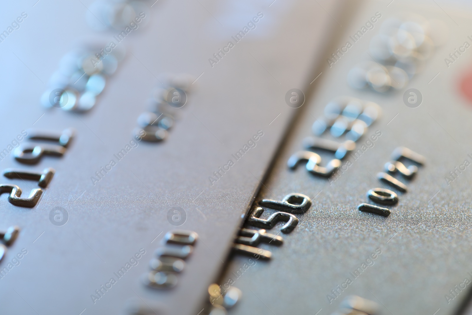 Photo of Two credit cards as background, macro view