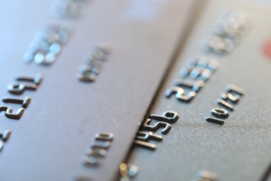 Photo of Two credit cards as background, macro view