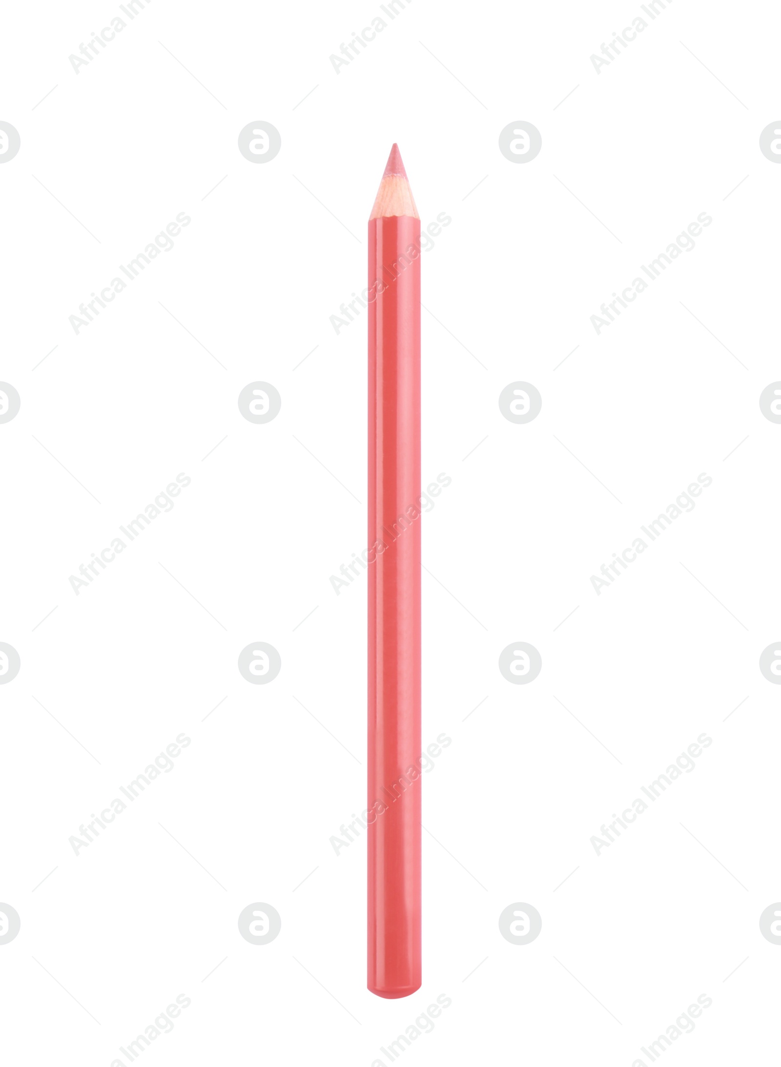 Photo of Lip pencil isolated on white, top view. Cosmetic product