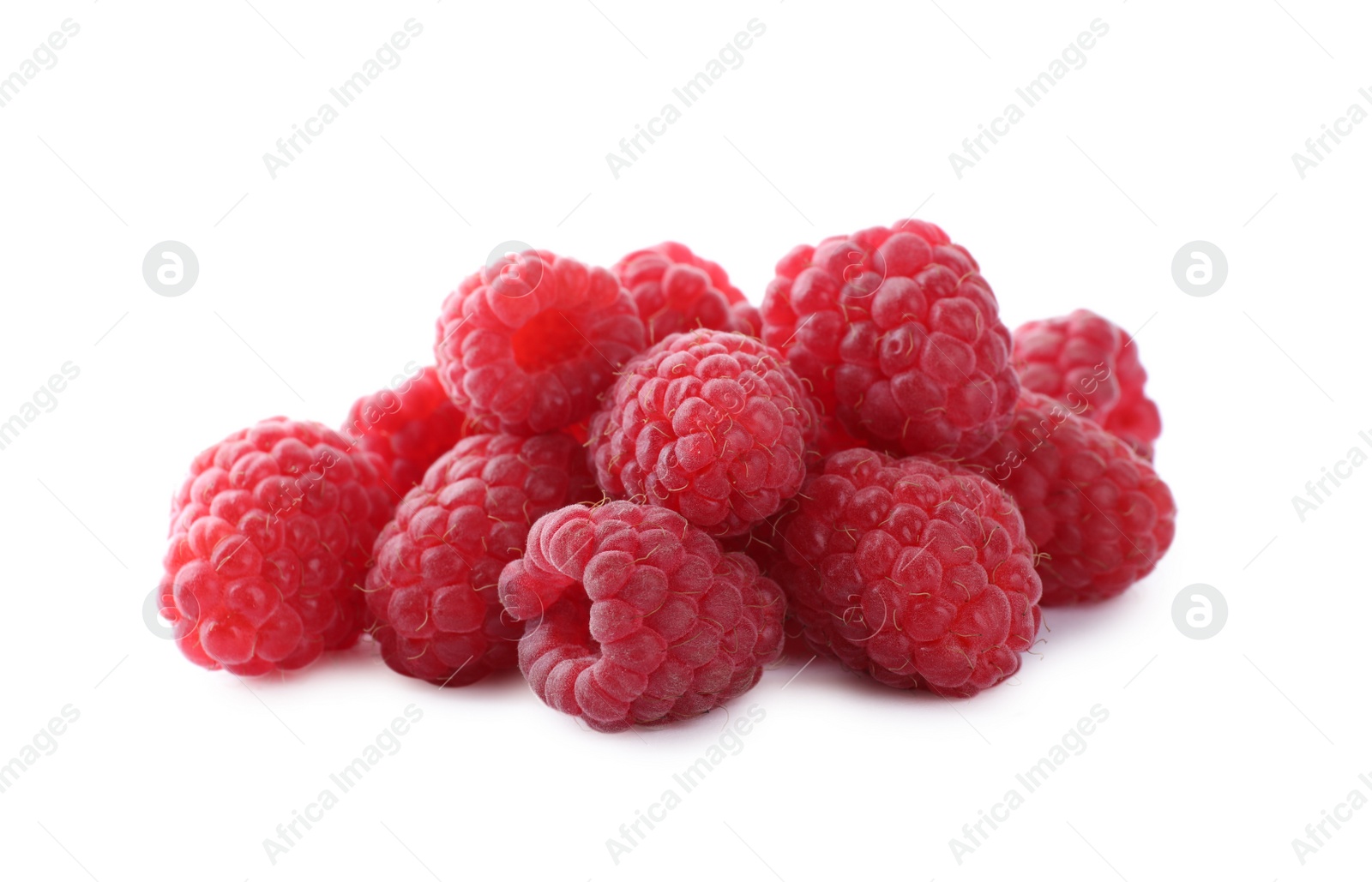 Photo of Delicious fresh ripe raspberries isolated on white