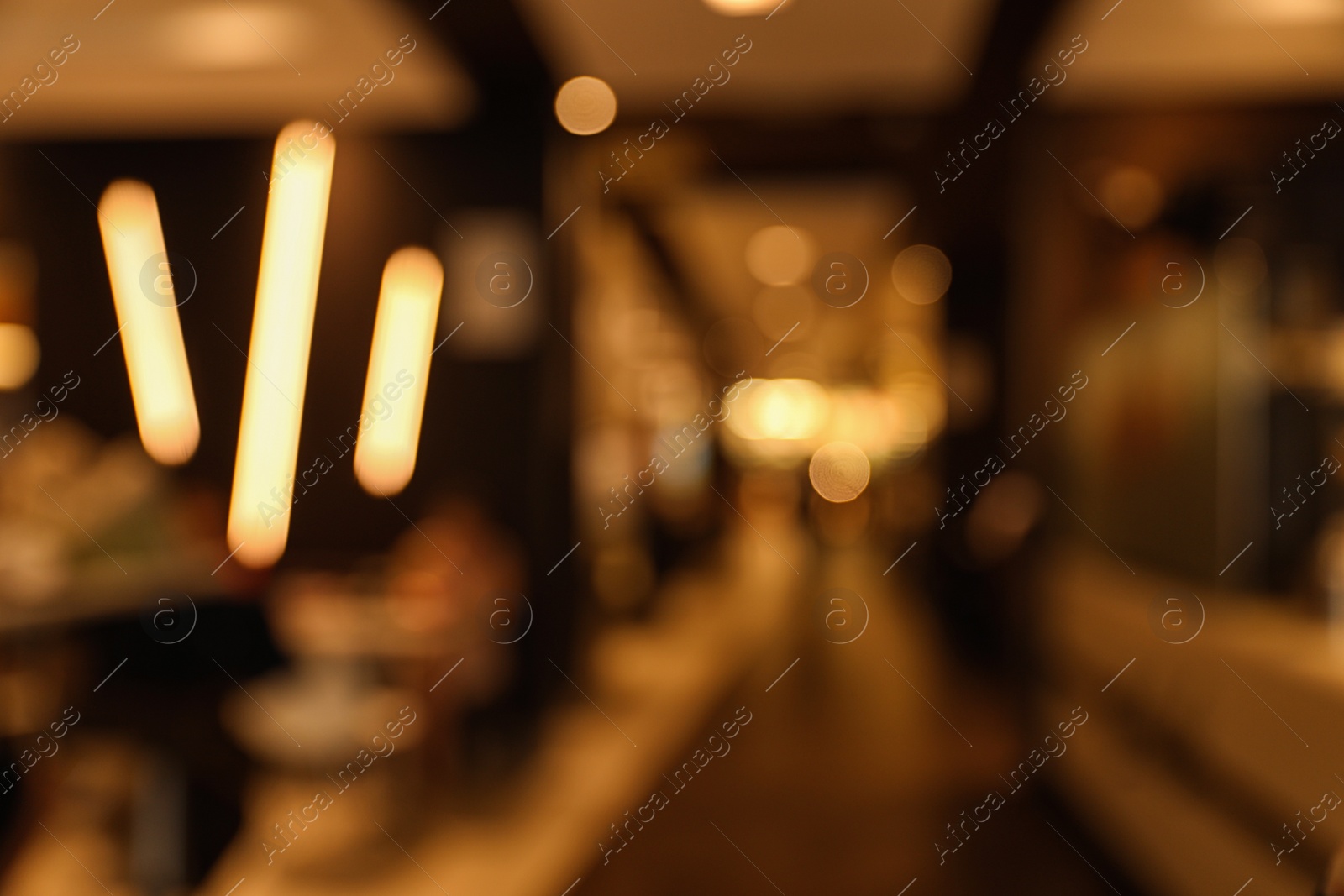 Photo of Blurred view of modern cafe interior. Bokeh effect