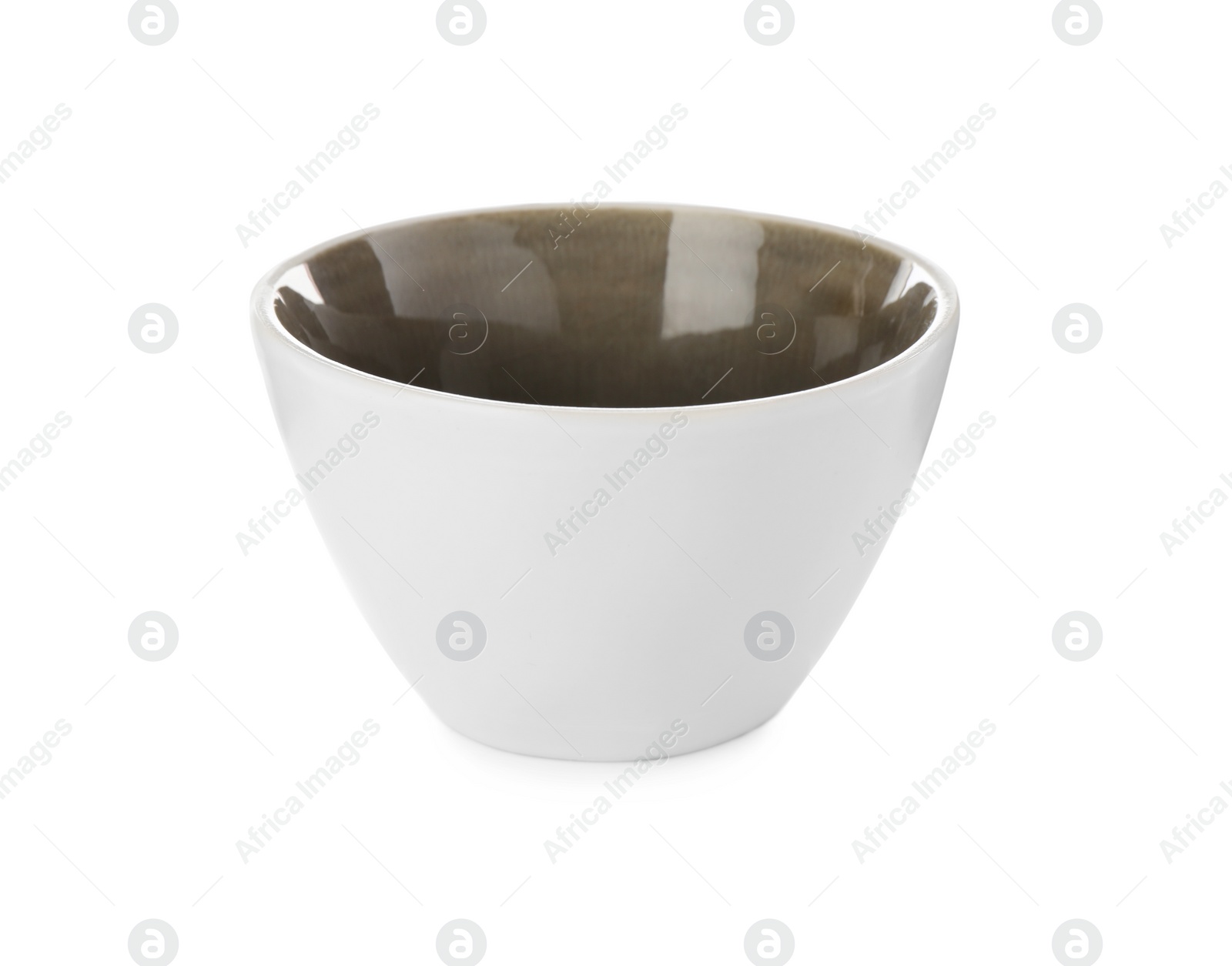 Photo of New clean ceramic bowl isolated on white