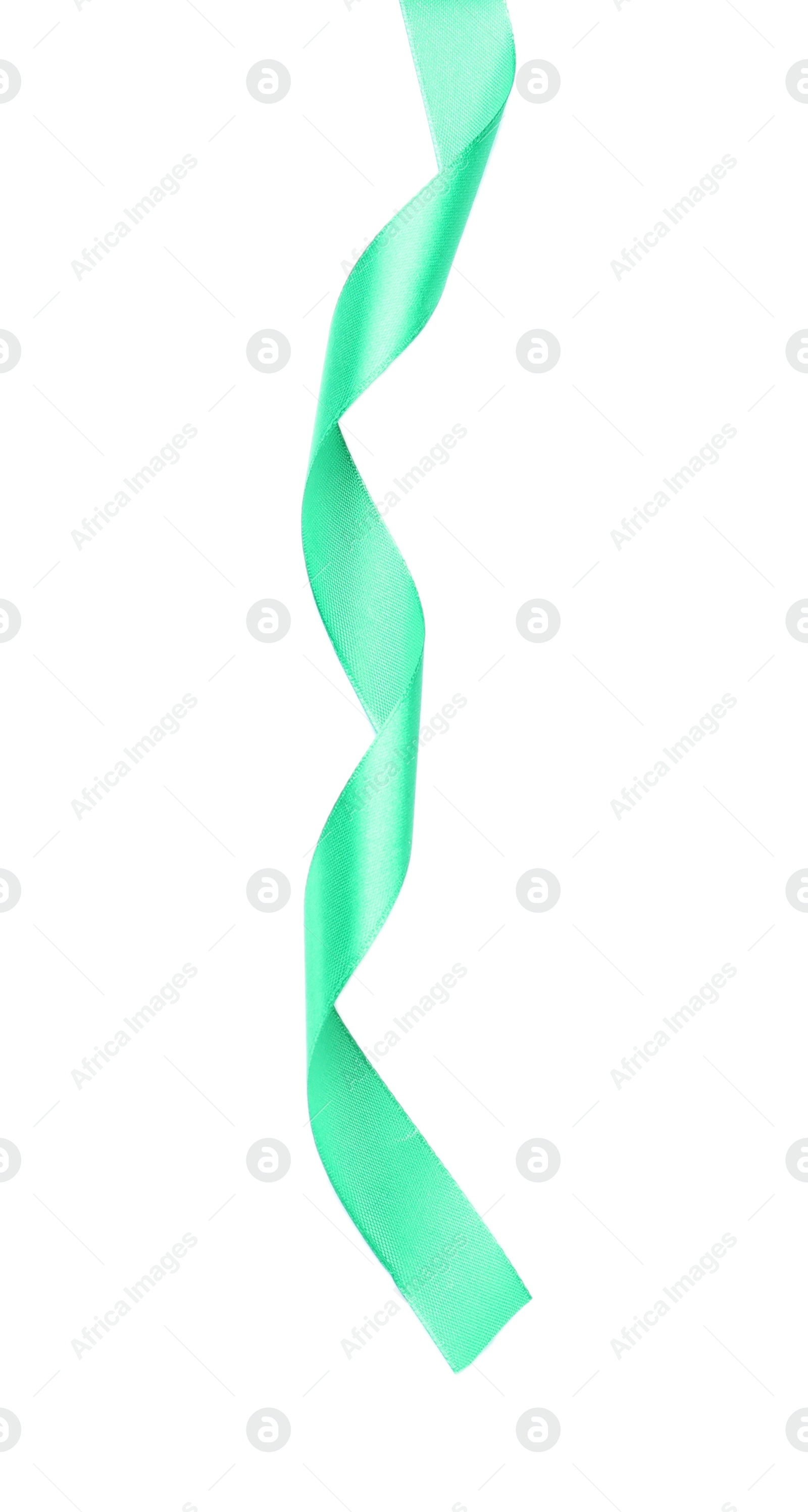 Photo of Beautiful ribbon isolated on white, top view