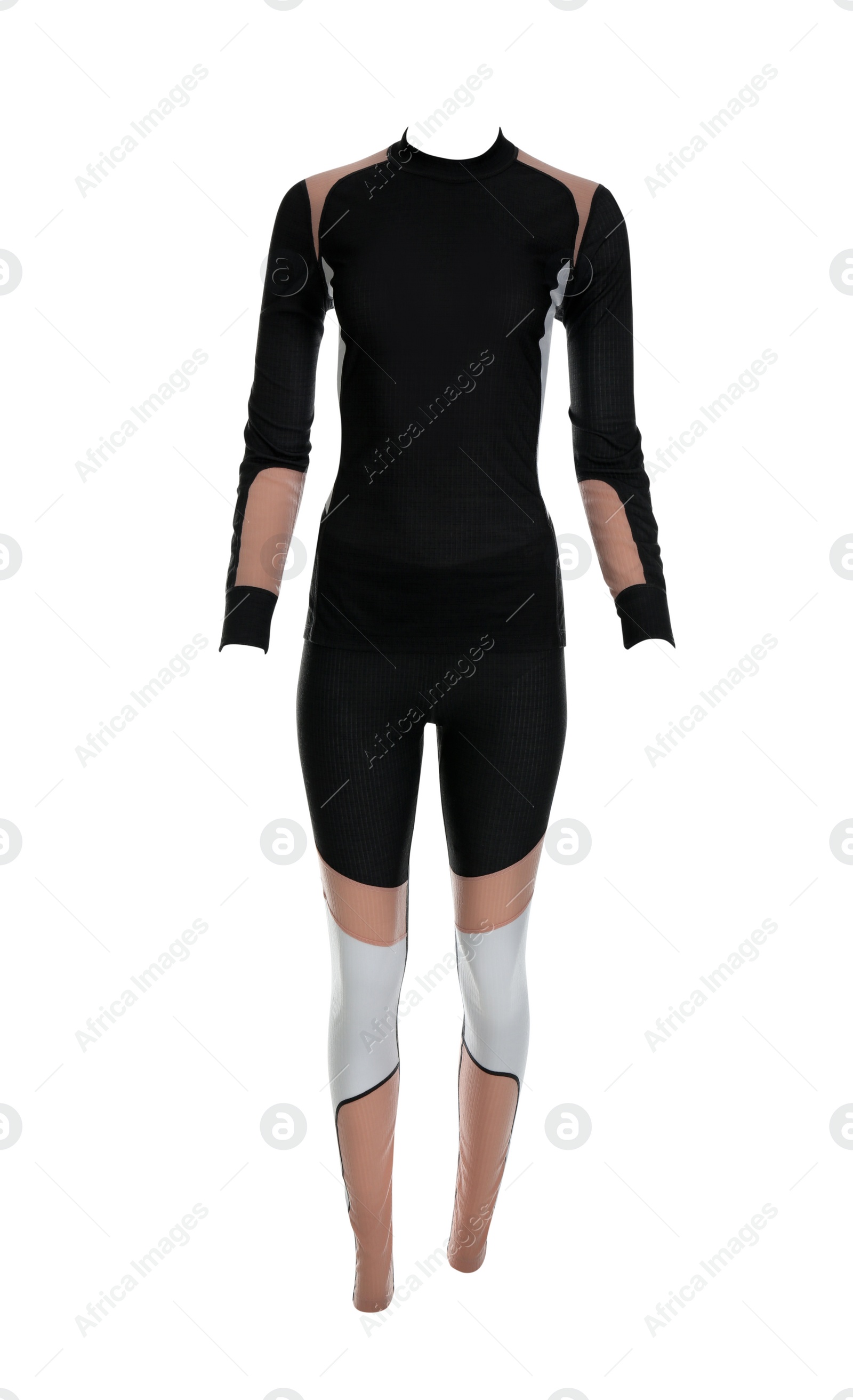 Photo of Thermal underwear set isolated on white. Winter sport clothes