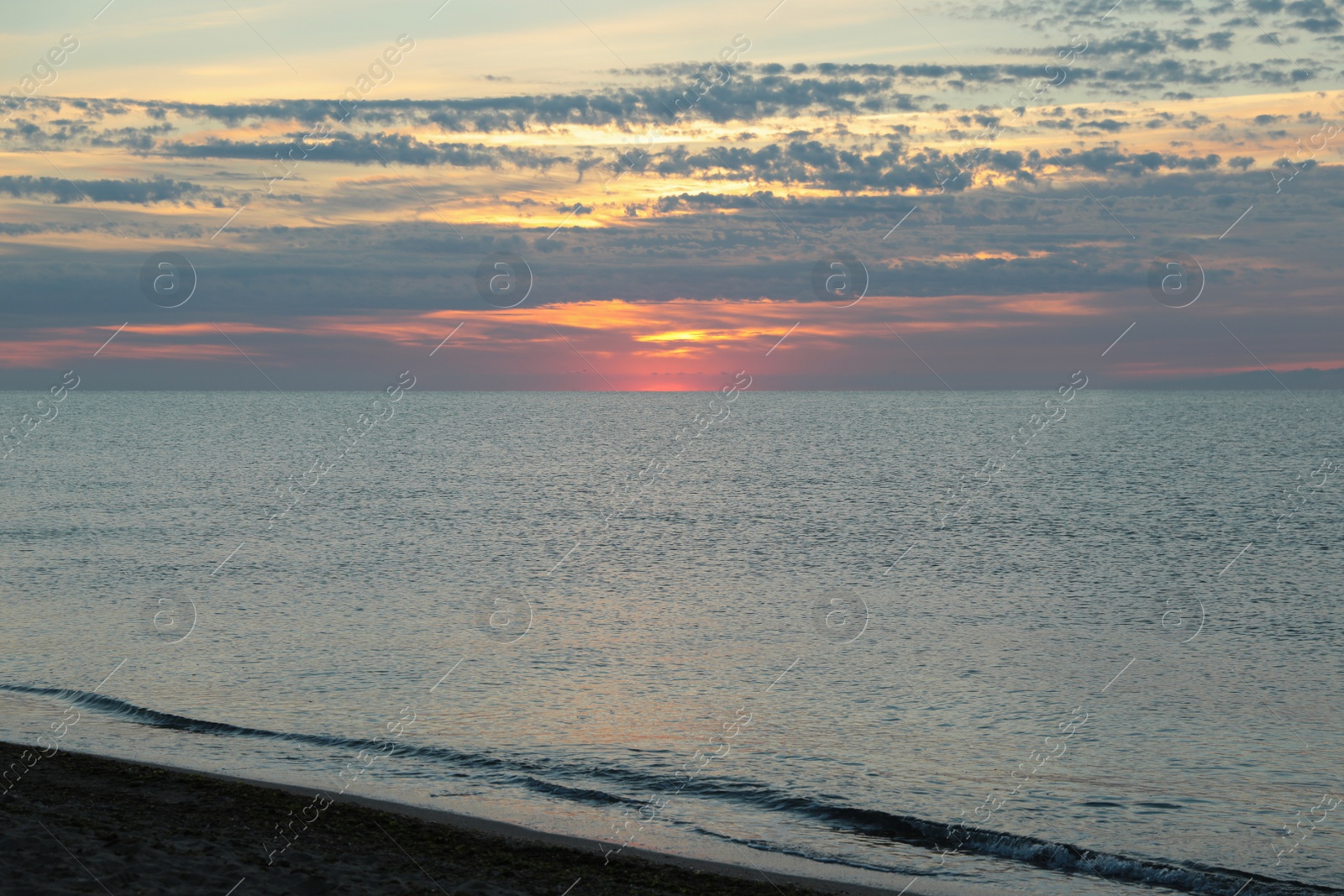 Photo of Picturesque view of beautiful sea at sunset. Summer vacation