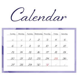 Illustration of Minimalist monthly calendar design on white background