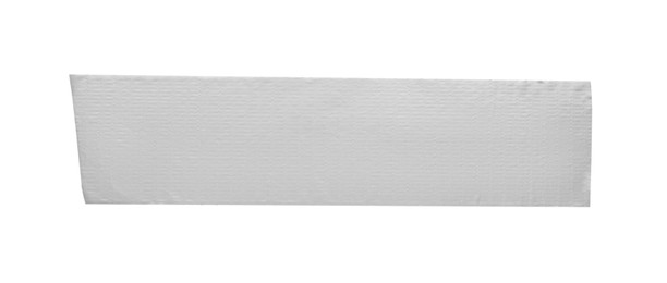 Photo of Piece of silver adhesive tape isolated on white, top view