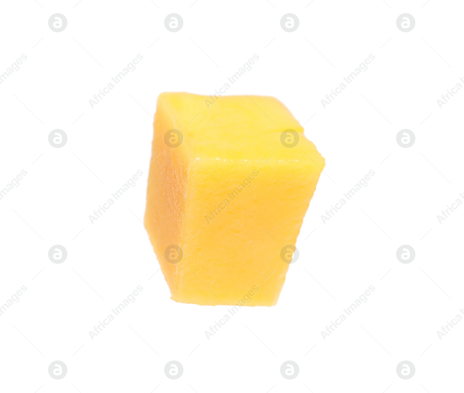 Photo of Fresh juicy mango cube on white background