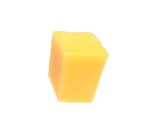 Photo of Fresh juicy mango cube on white background