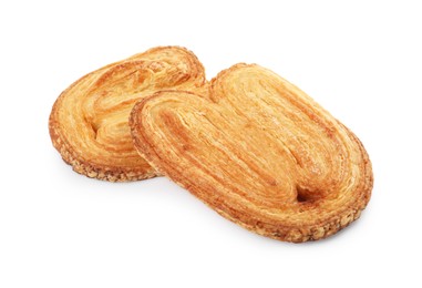 French palmier cookies isolated on white. Fresh pastries