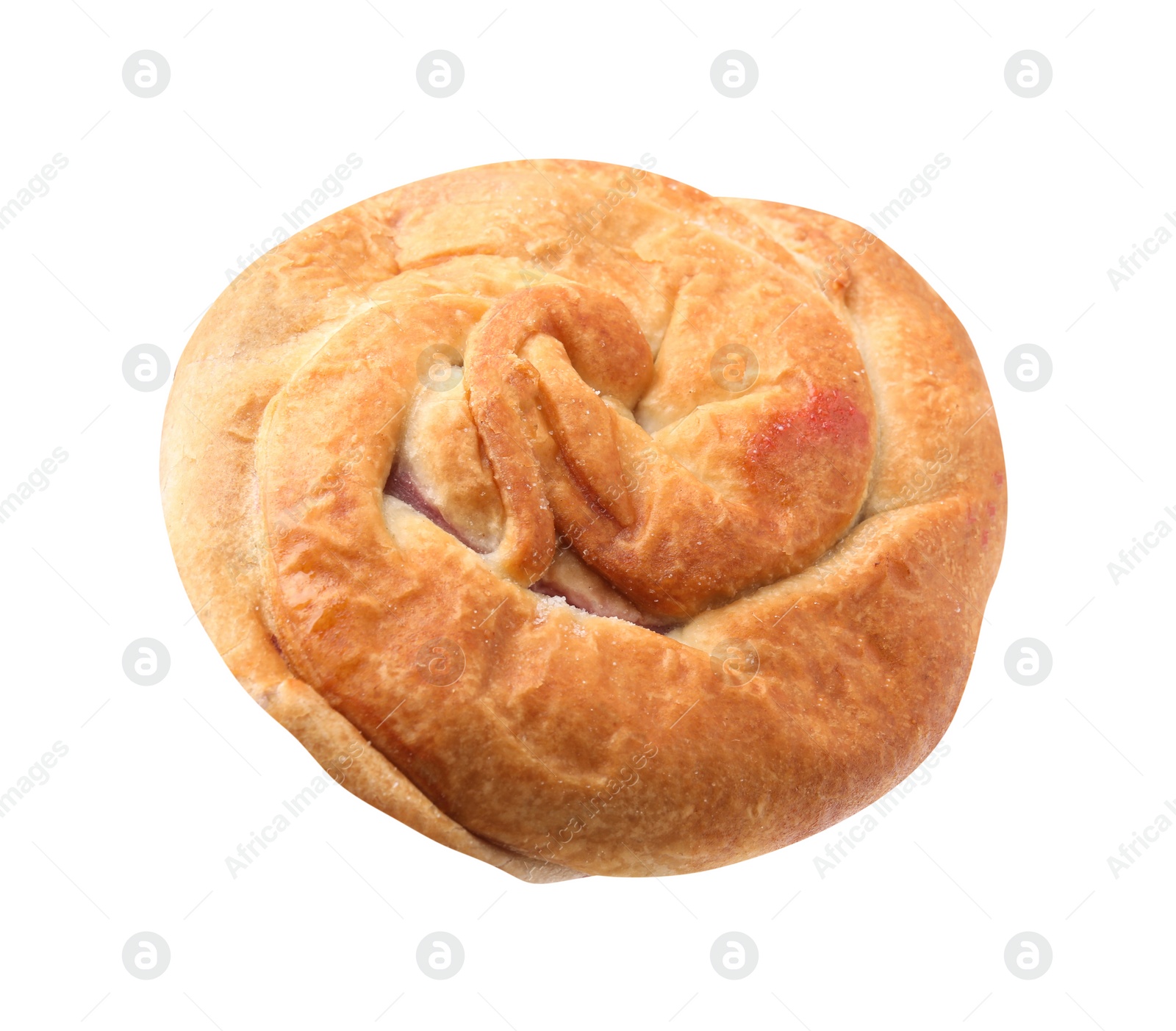 Photo of One delicious roll isolated on white. Sweet bun