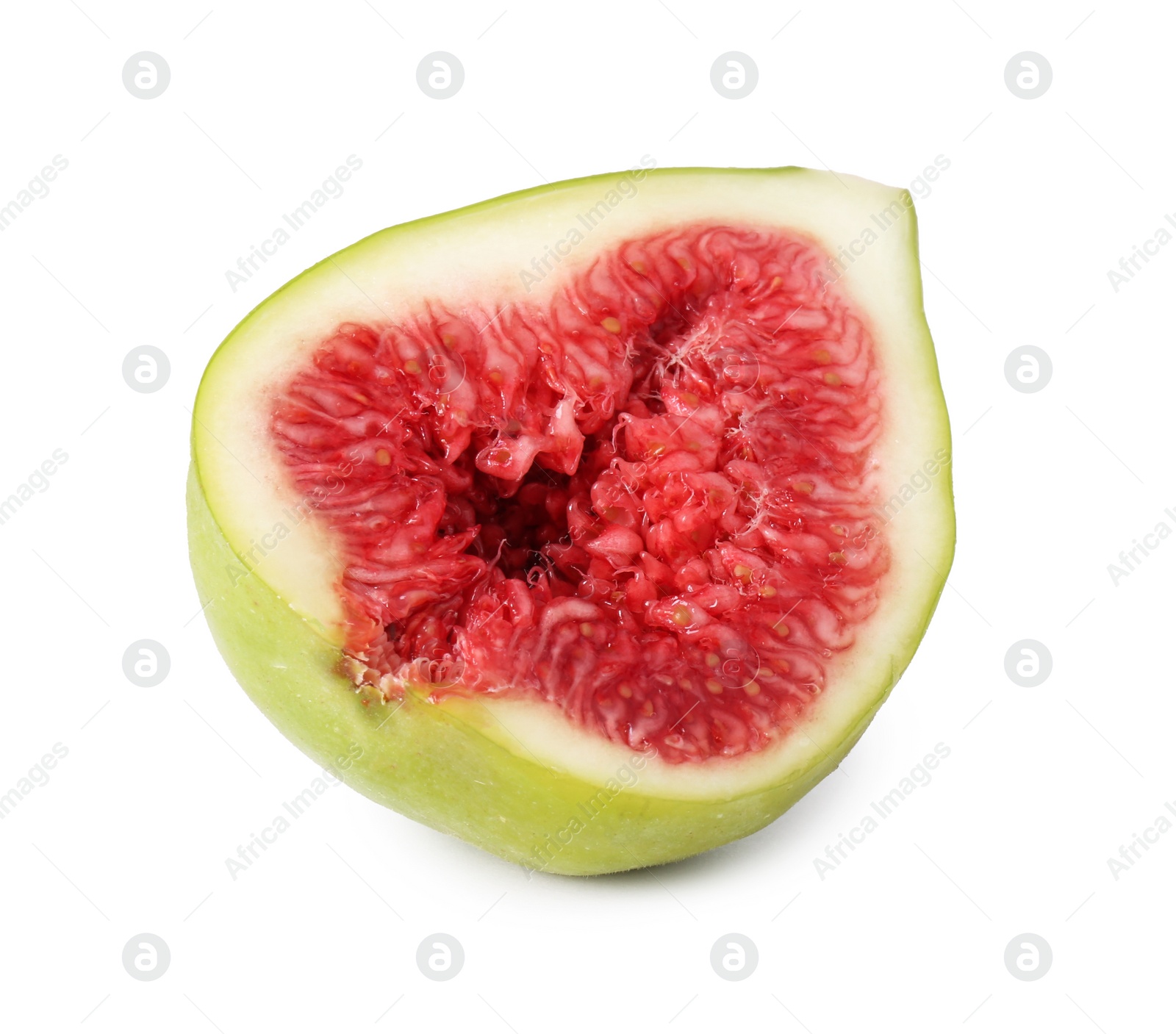 Photo of Half of fresh green fig isolated on white