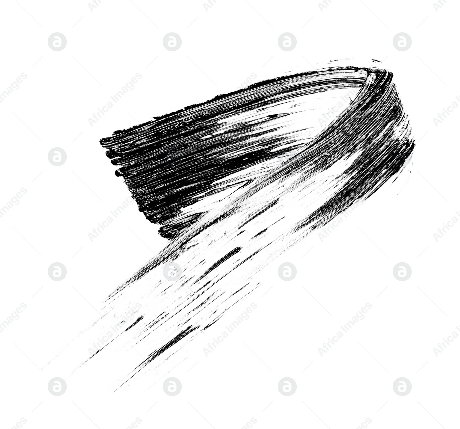 Photo of Smear of black mascara isolated on white, top view