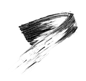 Photo of Smear of black mascara isolated on white, top view