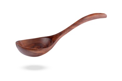 Image of Wooden spoon in air isolated on white