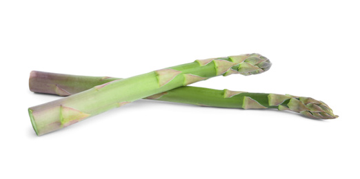 Fresh raw asparagus isolated on white. Healthy eating