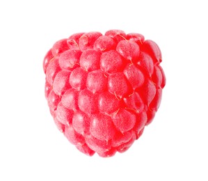 One tasty ripe raspberry isolated on white