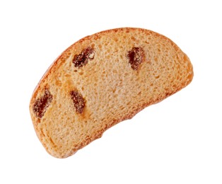 Photo of Sweet hard chuck cracker with raisins on white background