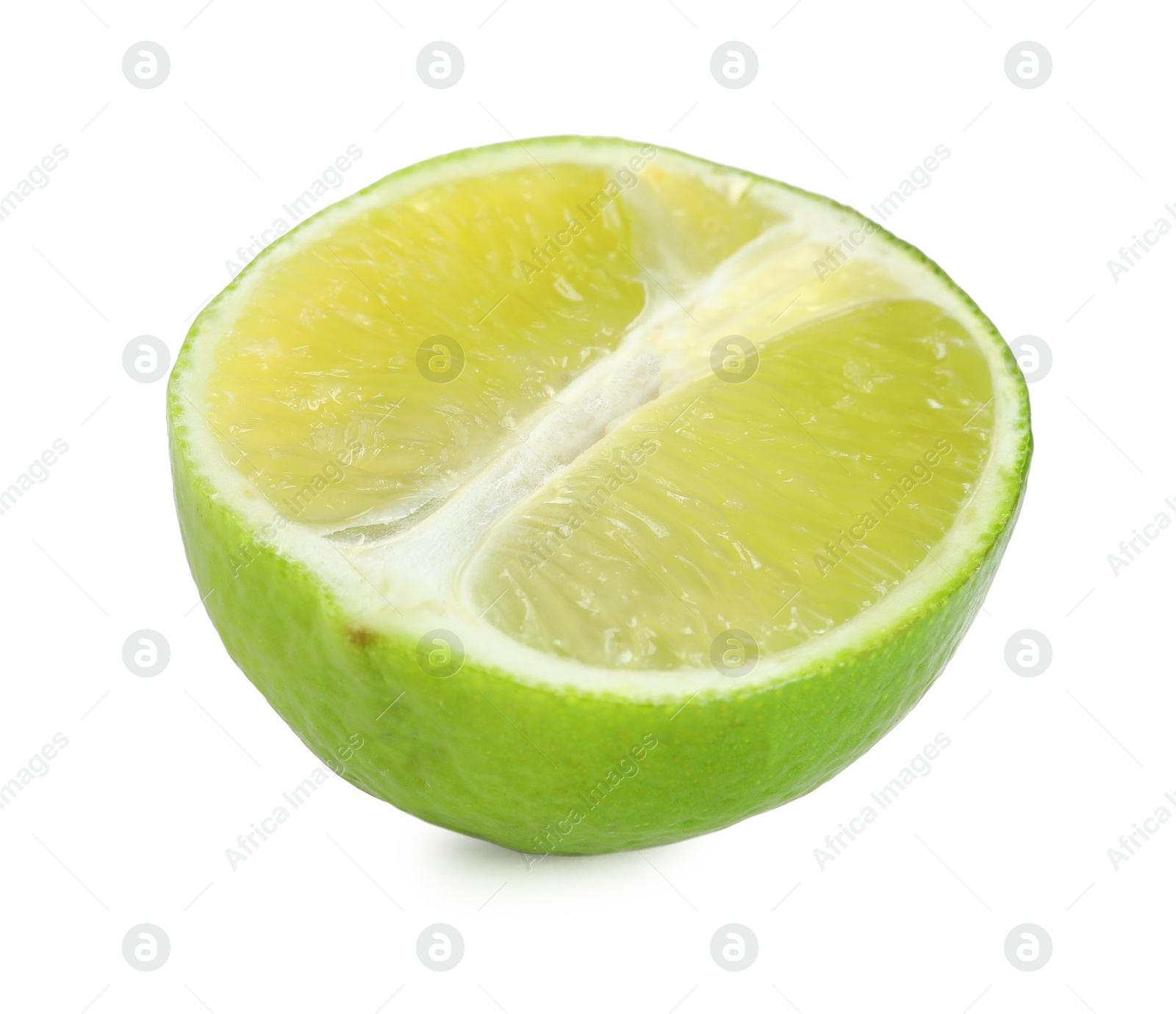 Photo of Half of fresh green ripe lime isolated on white