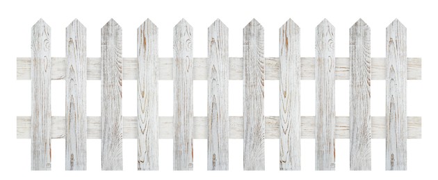 Image of Wooden fence isolated on white. Enclosing structure