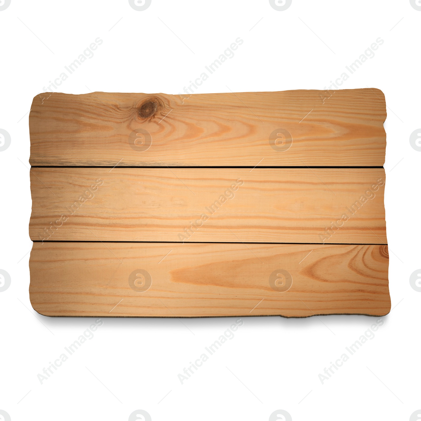 Image of Empty wooden board isolated on white. Mockup for design