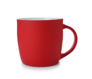 Red ceramic cup isolated on white